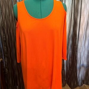 Jessica London Orange Cold Shoulder Tunic Top Size 14/16 Plus